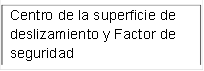 Centro de la superficie de deslizamiento y Factor de seguridad