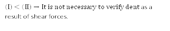 (I)<(II)→It is not necessary to verify dent as a result of shear forces.